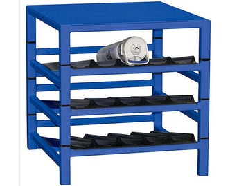 Stackable gas cylinder rack release from BOC