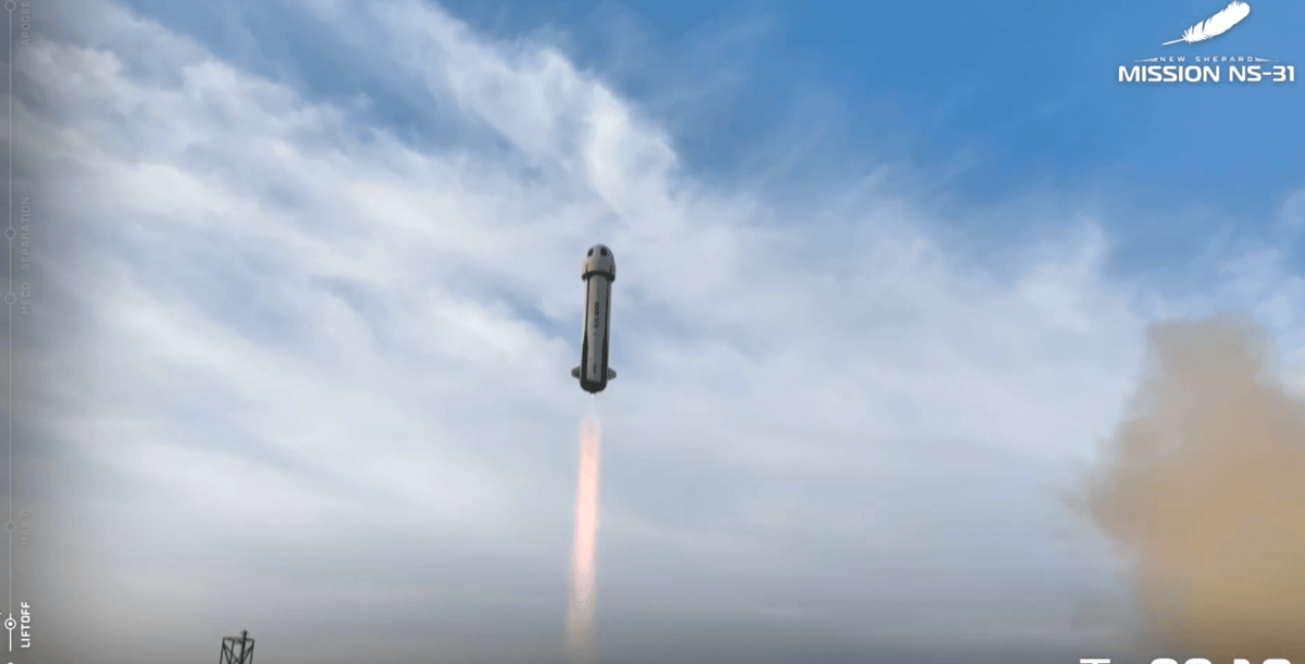 Oxygen and hydrogen rockets propel all-female crew into space