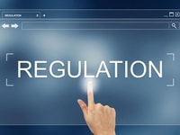 Compliance, hand press on regulation button on webpage