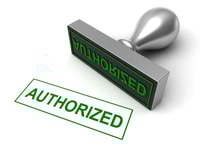 Compliance, Conceptual 3d render of rubber stamp on white background