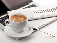 Finance coffee laptop business