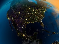 North America night view