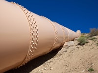 Pipeline in the Mojave Desert California carrying oil