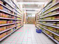 Supermarket food shelves
