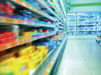 Supermarket meat shelves