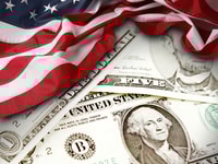 American flag and banknotes
