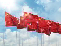 Chinese Flags Flying
