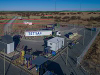 Close up arial shot of production plant