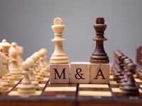 Close-up Of King Chess Pieces On Wooden Blocks With Mergers And Acquisitions