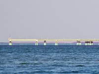 Dominion Energy offshore LNG loading dock at Cove Point LNG, Calvert County, Maryland USA