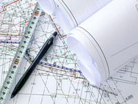 Compliance, drawing rolled centimeter tape measure and pencil
