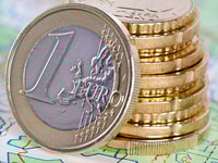 Euro currency on map