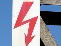 Electricity sign in hazardous working conditions