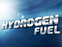Hydrogen Fuel car 3D plate concept placed on glossy-metallic car body like surface. New technology ecologic car symbol concept.