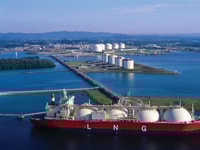 Lng vessel at import terminal