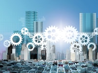 merger and acquisition business concepts, join company on cogwheel pieces, 3d rendering