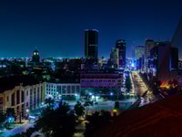 Mexico City skyline at night from top of the revolution monument_Web