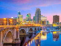 Minneapolis downtown skyline in Minnesota, USA at sunset_1065163916
