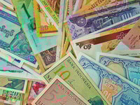 close-up of foreign currencies