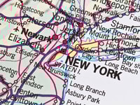 New York on a map closeup