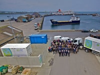 Paul wheelhouse  surf n turf project partners and suppliers with hydrogen fuel cell  mobile storage units and local ferry  k calvera