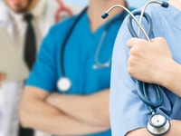 RGB 96 Medical staff people group. Team of doctor and nurse in hospital. Healthcare and medicine concept.