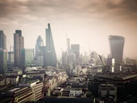 rooftop view over London on a foggy day from St Paul
