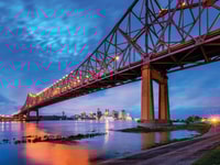 Skyline of New Orleans with Mississippi River at Dusk