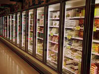 Supermarket freezer food and beverages