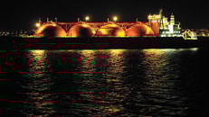 Liquefied natural gas boat night