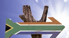 South africa wooden sign on a beautiful day