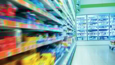 Supermarket meat shelves