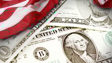American flag and banknotes