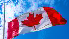 Canadian flag at half-staff. The practice is a sign of national mourning triggered by important events._1179869008