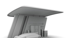 CMYK 300_Clay rendering of Fuel Cell powered autonomous car filling gas in Fuel Cell Hydrogen Station. 3D rendering image