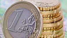 Euro currency on map