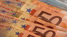Euro notes close up