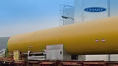 LNG railcar leaving Chart Ferox