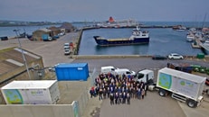 Paul wheelhouse  surf n turf project partners and suppliers with hydrogen fuel cell  mobile storage units and local ferry  k calvera