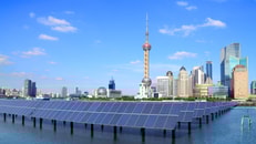 PV solar power farm in Shanghai, China