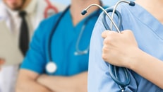RGB 96 Medical staff people group. Team of doctor and nurse in hospital. Healthcare and medicine concept.