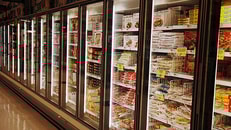 Supermarket freezer food and beverages