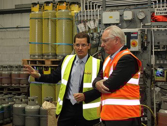 Lord Maude, the Minister for Trade and Investment, visits A-Gas at Portbury near Bristol