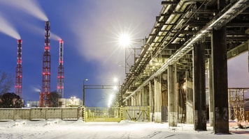 chemical industry at night russia
