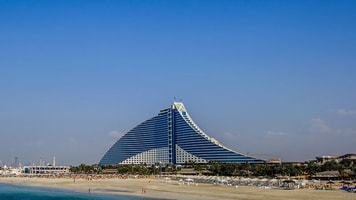 DUBAI - Top view on the most expensive island-Palm Jumeirah in Dubai UAE in CIRCA