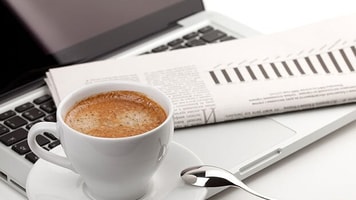 Finance coffee laptop business