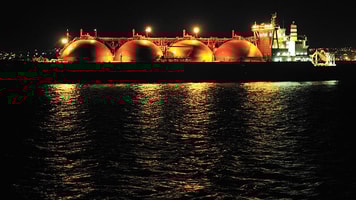 Liquefied natural gas boat night