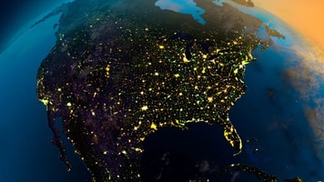 North America night view