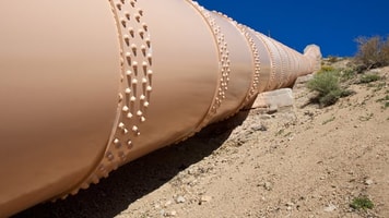 Pipeline in the Mojave Desert California carrying oil
