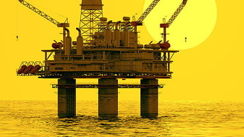 Sunset oil rig offshore